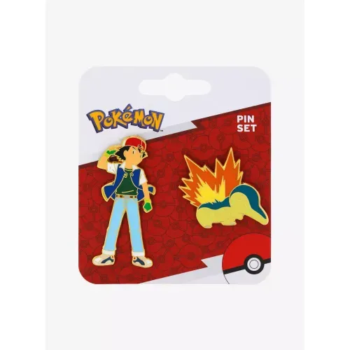 Pokemon Ash & Cyndaquil Enamel Pin Set