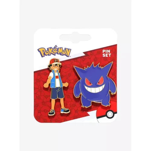 Pokemon Ash and Gengar Enamel Pin Set