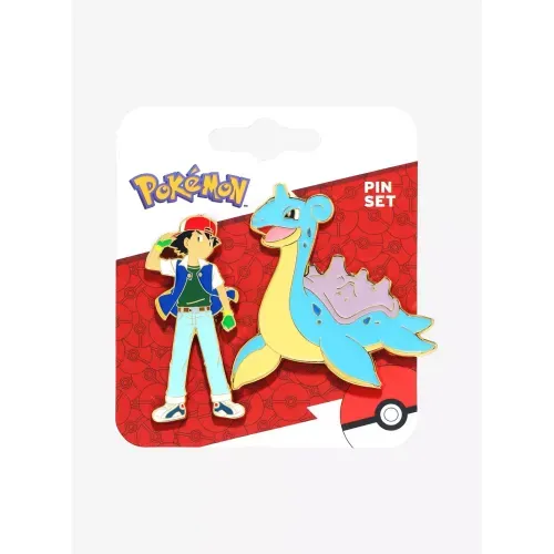 Pokemon Ash and Lapras Enamel Pin Set