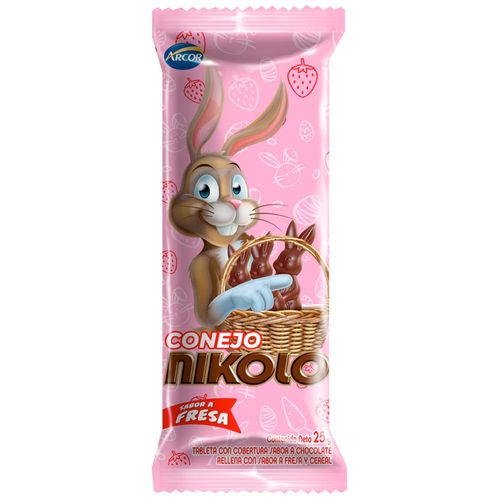 Chocolate NIKOLO Conejo de Pascua Sabor a Fresa Paquete 25g