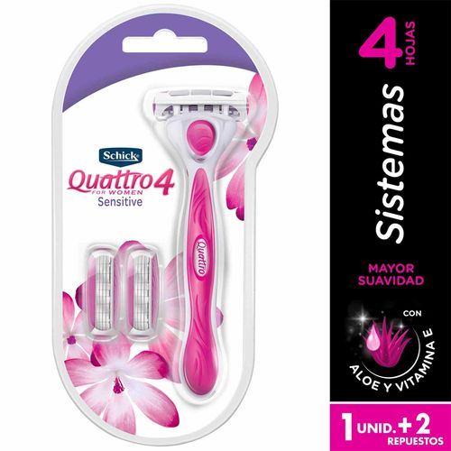 Máquina de Afeitar SCHICK Quattro For Women Travel Sensi + Repuesto 2un