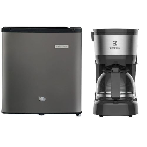 Combo: Minibar Frost 47 Litros Silver (ERD50G2HPI) + Cafetera Automatica Inoxidable 15 Tazas (ECM10) Electrolux