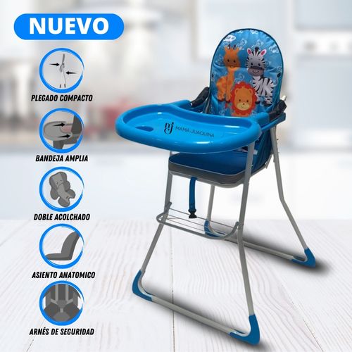 Silla de Comer Graduable Baby Happy «SAFARI TOONS» Blue