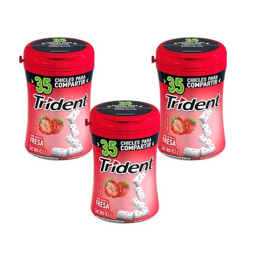 Pack Goma de Mascar TRIDENT Fresa Envase 45.5g x 3un