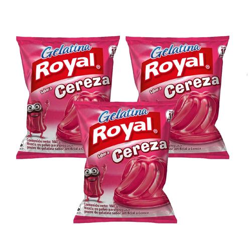 Pack Gelatina ROYAL Sabor a Cereza Bolsa 160g x 3un