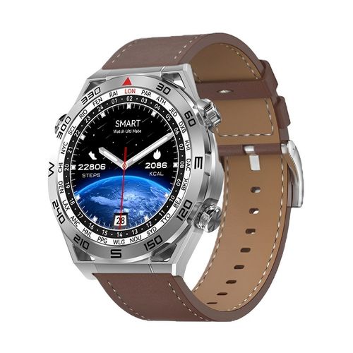 SMARTWATCH PLATEADO DT3 ULTRA MATE CUERO