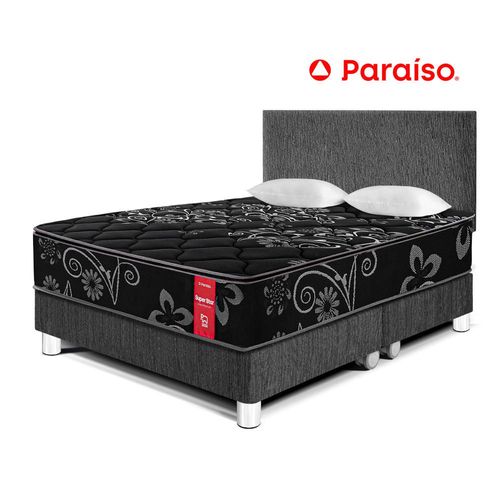 Dormitorio Super Star Negro Queen + Respaldo Charcoal