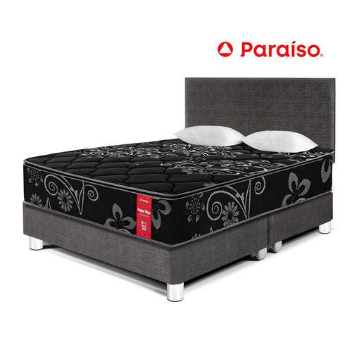 Dormitorio Super Star Negro Queen + Respaldo Negro