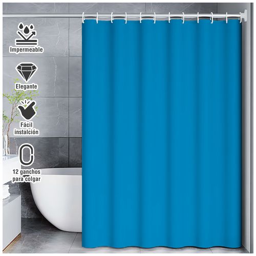 Cortina de Baño Moderna Impermeable Accesorio para Ducha U11 Azul