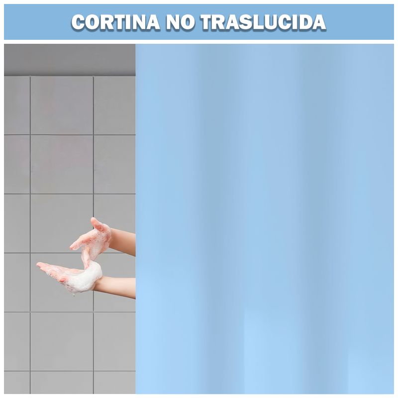 Cortina-de-Baño-Moderna-Impermeable-Accesorio-para-Ducha-U11-Celeste