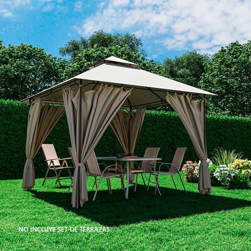 Pergola con cortinas Oxis 300x300 Taupe