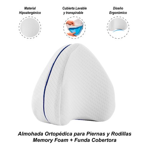 Almohada Ortopédica para Piernas y Rodillas Memory Foam + Funda Cobertora