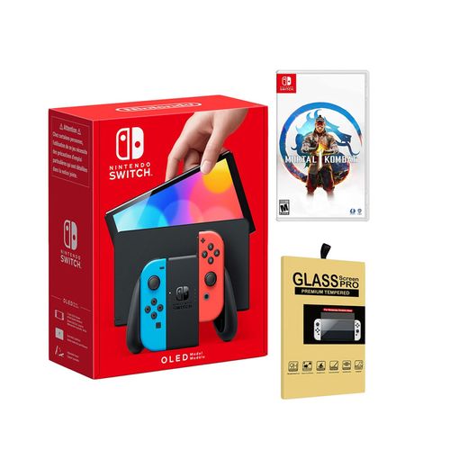 Consola Nintendo Switch Oled Neon + Mortal Kombat 1 + Mica