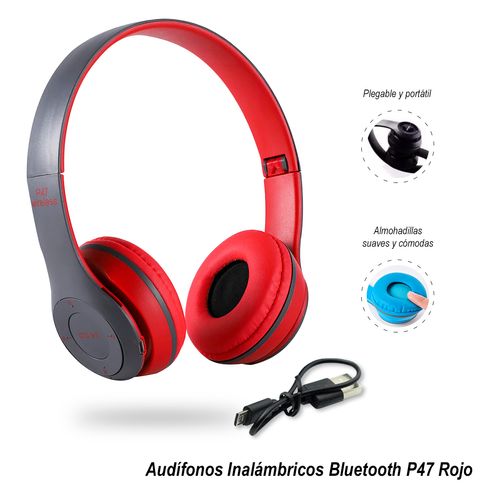 Audífonos Inalámbricos Bluetooth P47 Rojo (Genérico)