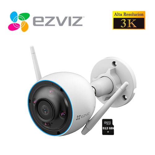 Cámara Seguridad Wifi Inalámbrica H3 3K 5MP Ezviz Exterior + SD 512GB