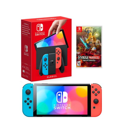 Consola Nintendo Switch Oled Neon + Hyrule Warriors Age of Calamity