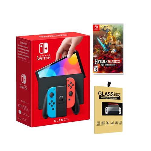 Consola Nintendo Switch Oled Neon + Hyrule Warriors Age of Calamity + Mica