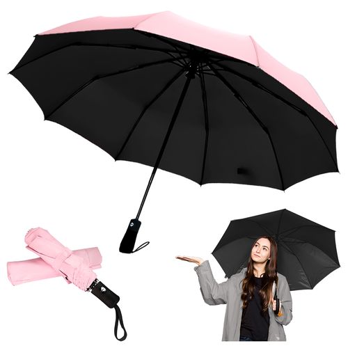 Paraguas Plegable con Protección UV Sombrilla de Mano K01 Rosado