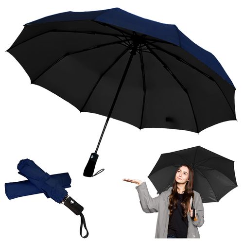 Paraguas Plegable con Protección UV Sombrilla de Mano K01 Azul