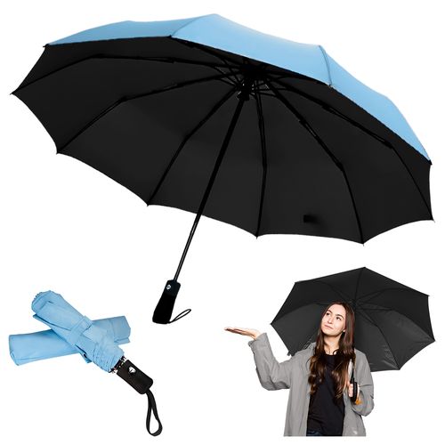 Paraguas Plegable con Protección UV Sombrilla de Mano K01 Celeste
