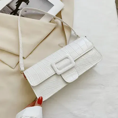 Makeway - Cartera diseñador de hombro cuero PU moda Tendencia - Blanco