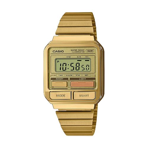 Reloj Digital Casio Original Retro A120WEG-9A Rectangular Acero Unisex Dorado