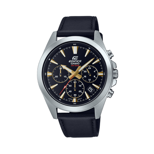 Reloj Análogo Casio Original Deportivo EDIFICE EFV-630L-1A Acero Cuero Negro