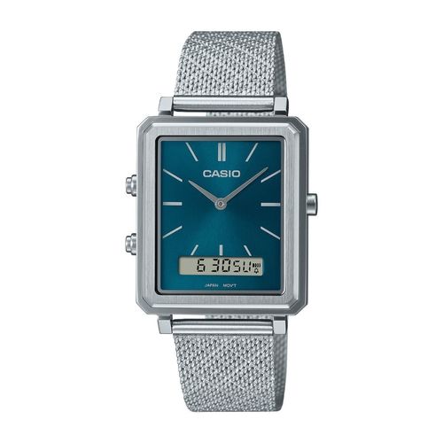 Reloj Análogo Casio Original Regular MTP-B205M-3E Cuadrado Hombre Acero-Verde