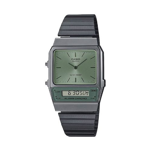 Reloj Analogo Digital Casio Original Retro AQ-800ECGG-3A Acero Unisex Gris-Verde