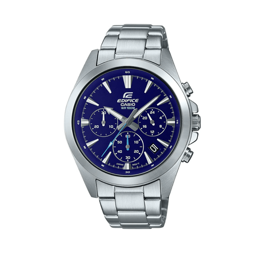 Reloj Análogo Casio Original Deportivo EDIFICE EFV-630D-2A Acero Plateado-Azul