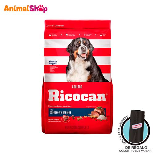 Comida Perro Adulto Mediano y Grande Ricocan Cordero 15kg