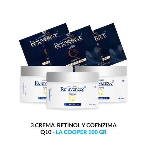 3 Rejuvenece Plus Crema Q10 Retinol y Coenzima 100 gramos