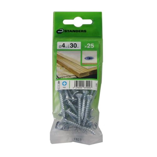 Tornillo Aglomerado Cs Pz Acero 4x30mm 25u Standers