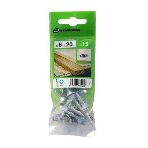 Tornillo Aglomerado Cs Pz Acero 6x20mm 15u Standers