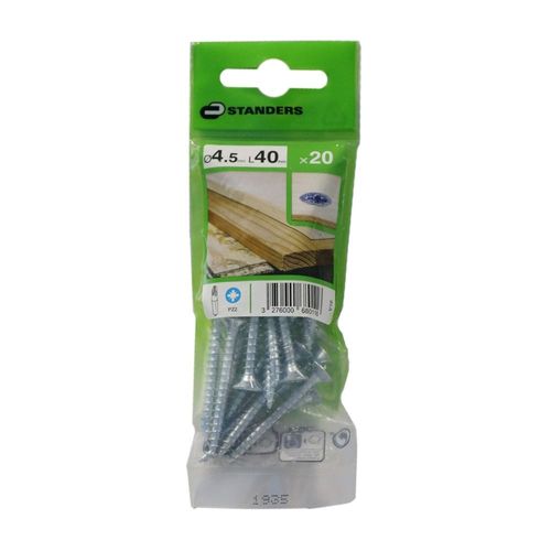 Tornillo Aglomerado Cs Pz Acero 4.5x40mm 20u Standers