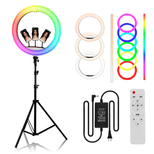 Aro LED 56CM Blanco RGB + Trípode y Control Remoto para estudio