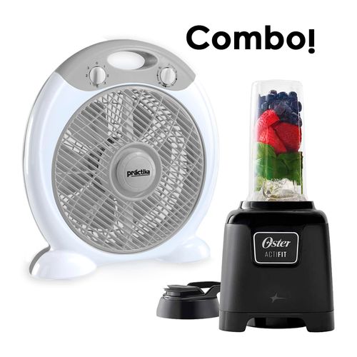 Combo Oster Licuadora Personal BLSTAFB + Ventilador Practika de Mesa Tropicano