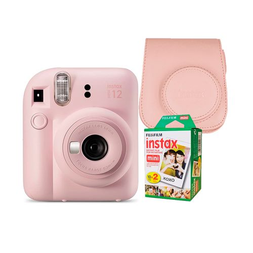 Camara  Fujifilm Instax Mini 12 Rosado Flor+Estu Rosado+Pack Pelix20