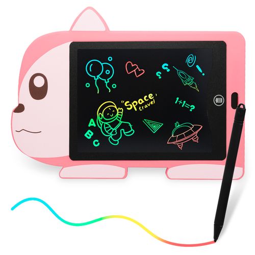 Tablet Pizarra de Dibujo LCD Trazo de Colores para Niños Diseño Perro Rosado HD2