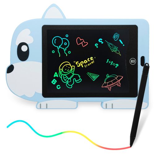 Tablet Pizarra de Dibujo LCD Trazo de Colores para Niños Diseño Perro Celeste HD2