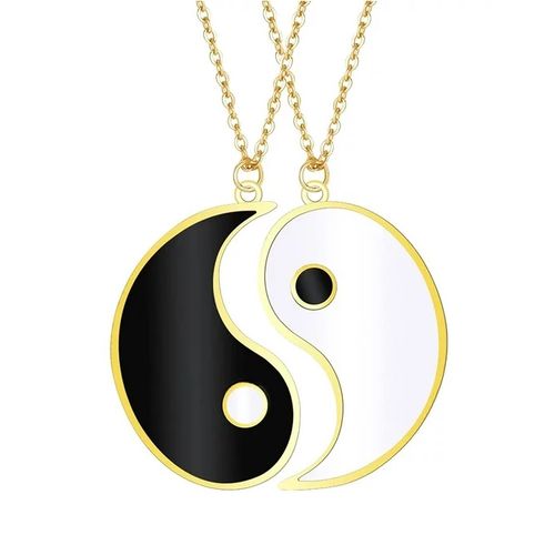 Collar doble dorado para mejores amigos o parejas yin yang  - copy