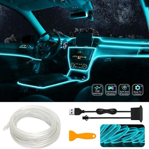 Luz LED accesorio para el Interior del Auto con Conexión USB Celeste