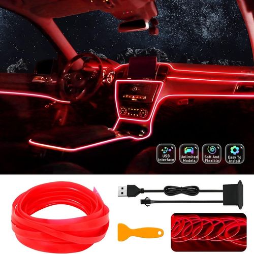 Luz LED accesorio para el Interior del Auto con Conexión USB Rojo