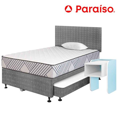Dormitorio PARAISO Divan Palmera  1.5 Plazas + Velador Kids Celeste