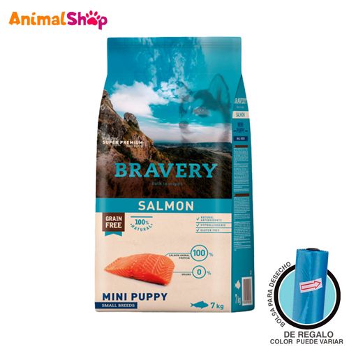 Comida De Perro Cachorro Bravery Raza Pequeña Salmón 7 Kg