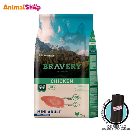 Comida De Perro Adulto Bravery Raza Pequeña Pollo 2 Kg