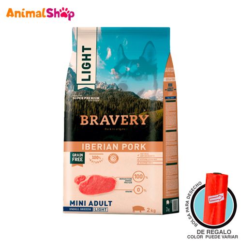 Comida Light De Perro Adulto Bravery Pequeña Cerdo 2 Kg