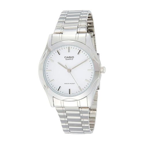 Reloj Análogo Casio Original LTP-1275D-7A para Mujer Acero Color Plateado-Blanco