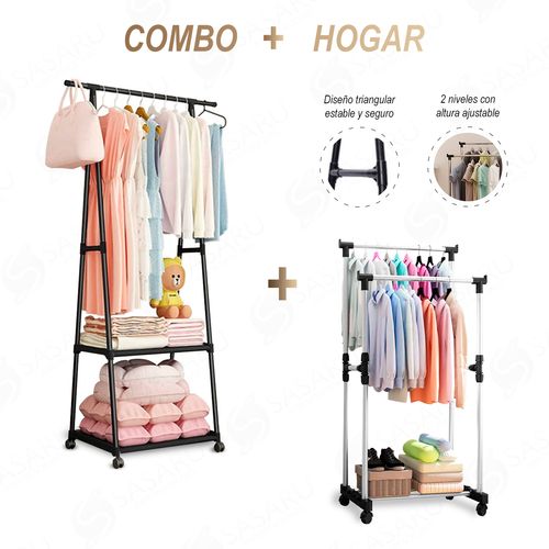 Estante Triangular + Colgador Doble de Ropa