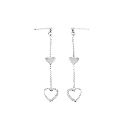 Aretes Corazon CZ Acolgante Plata 925